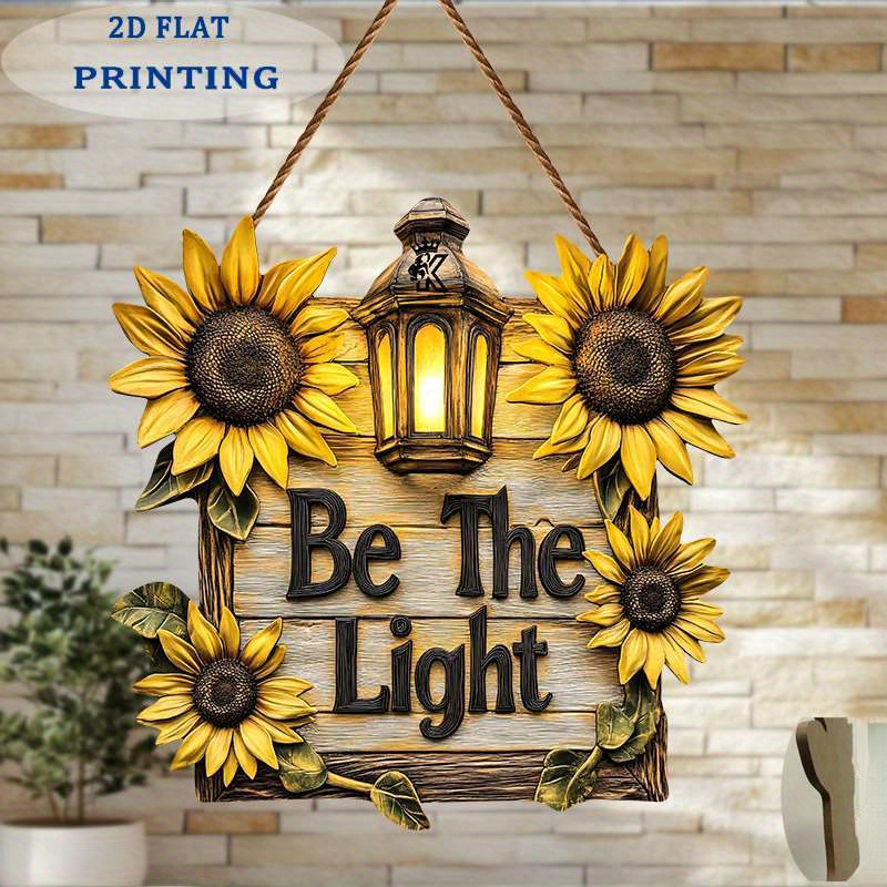2D Flat - 【2D Flat】 2D Flat - [2D Flat] 2D Flat, 2D Flat Printing, 1pc of Sunflower "Becoming Bright" Wooden Sign, Outdoor Hanging Ornaments And Wall Art, Sunflower Wooden Sign, Wall Decoration, Home Decoration, Garden Decoration, Holiday Gifts
