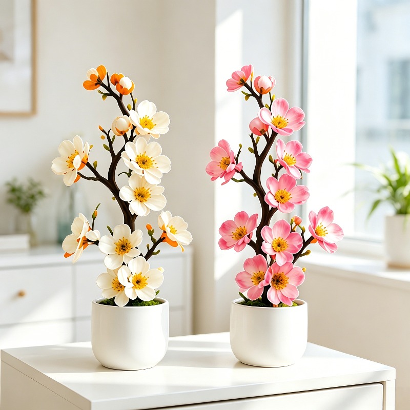 2pcs - Plum Blossom Squid | An Ideal Choice for Festive Artificial Flower Decorations, Convenient for Matching Homes, Courtyards, Offices, Weddings, Desks, and Other Scenes | Suitable for Father's Day, Eid Al-Fitr, Weddings, and Other Landscape De