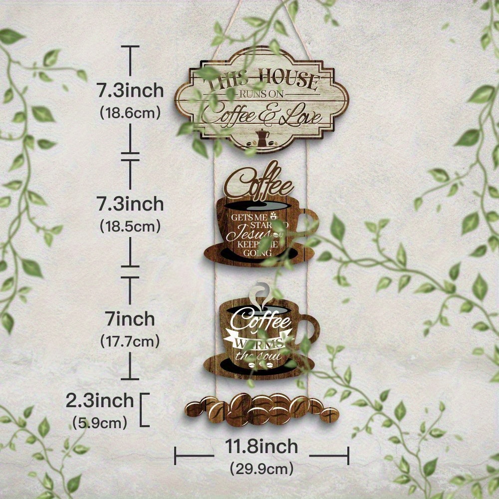 Coffee and Love Wooden Wall Art Sign - Vintage Farmhouse Kitchen Decor - Image 6